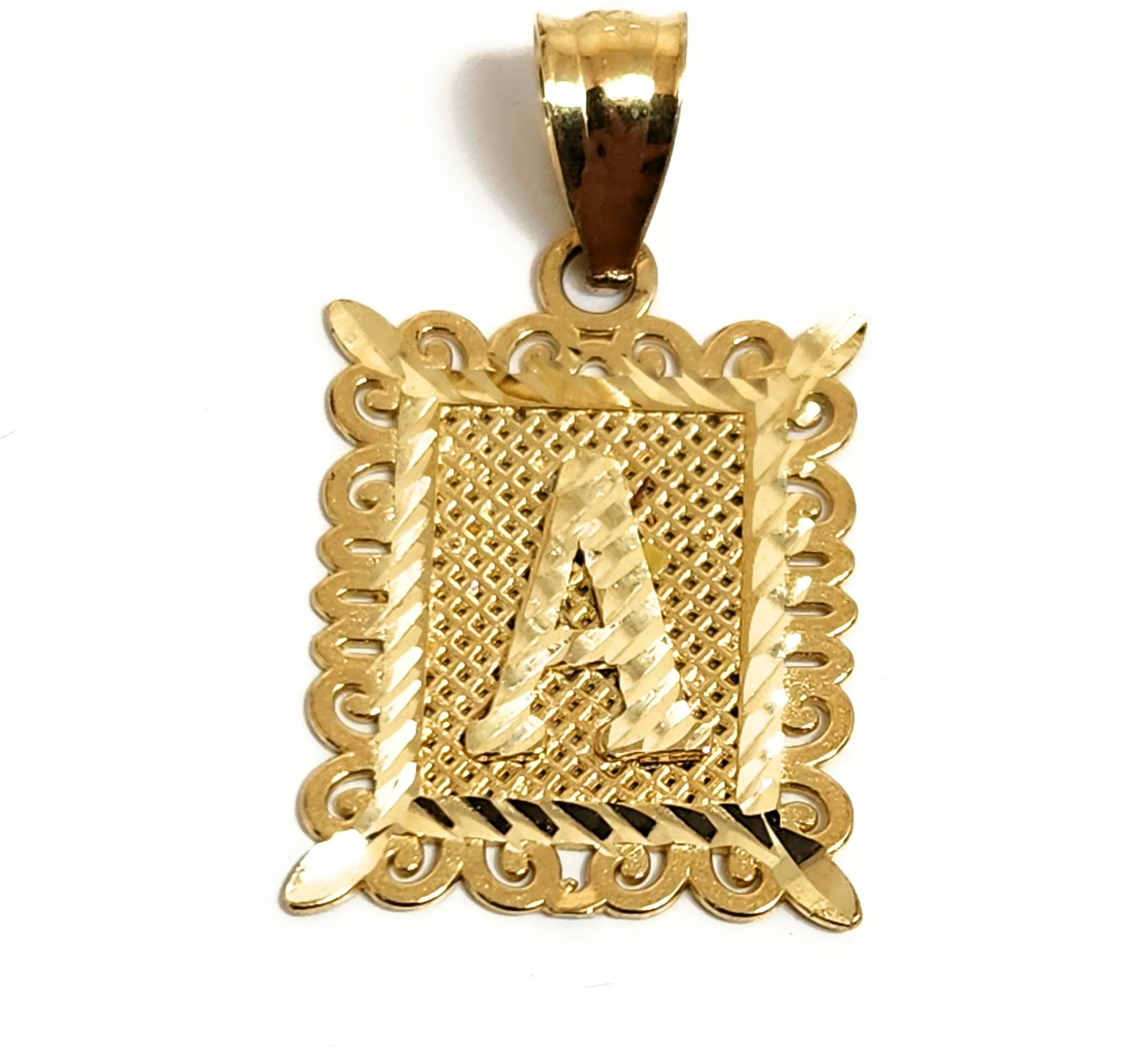 10k Solid Gold PORTRAIT SQUARE BLOCK CUSTOMIZED Initial Letter Pendant