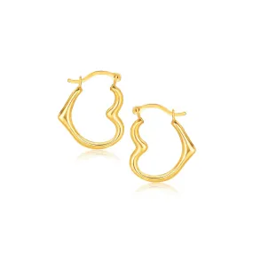 10k Yellow Gold Heart Hoop Earrings-rx20460