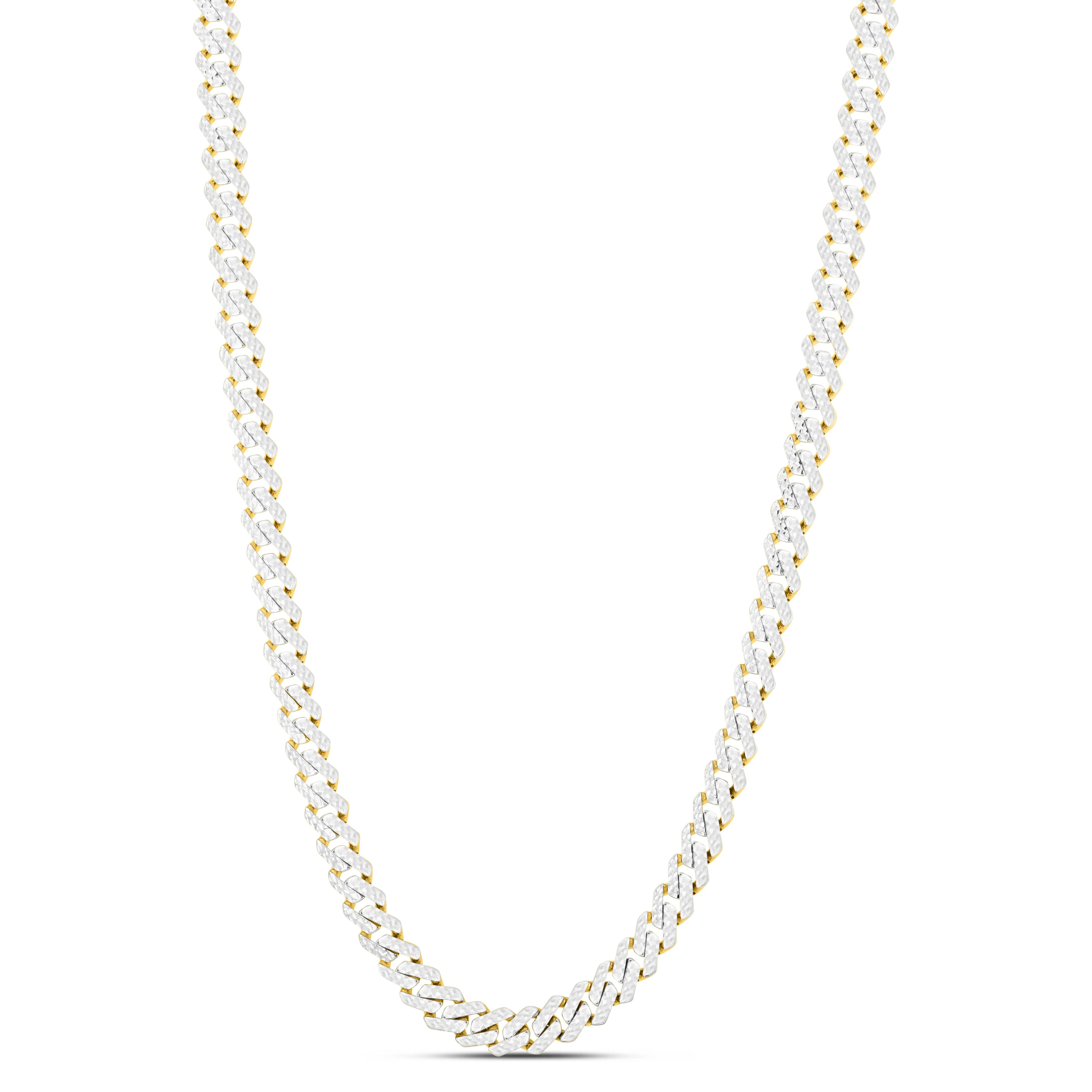 14K 8mm White Pave Modern Lite Edge  Chain