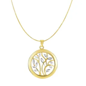 14k Yellow And White Gold Round Tree Of Life Necklace, 18