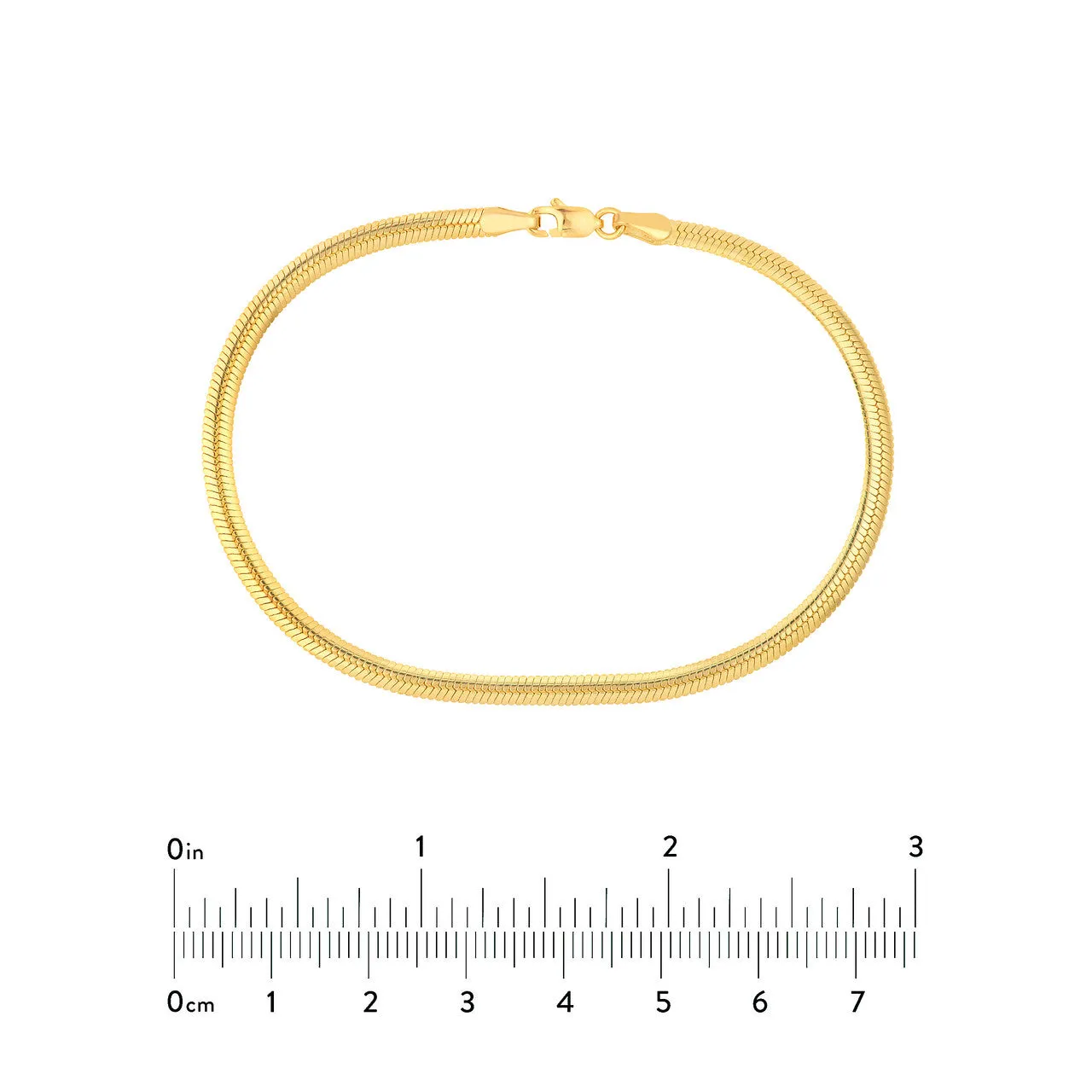 14K Yellow Gold 3.50mm Oval Snake Chain Bracelet