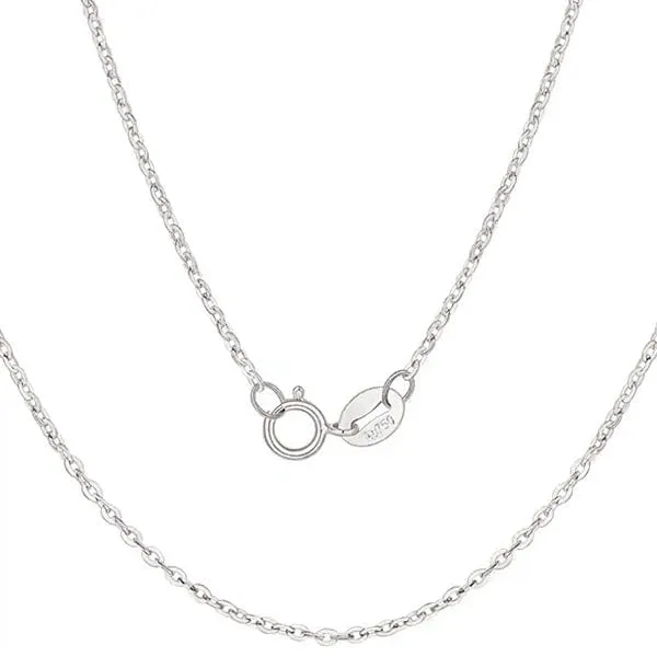 18 INCHES 18KT SOLID WHITE GOLD CABLE NECKLACE