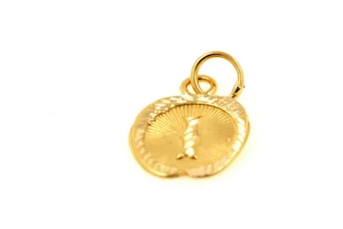 22k 22ct Solid Gold Charm Letter L Pendant Apple Design p1206 ns