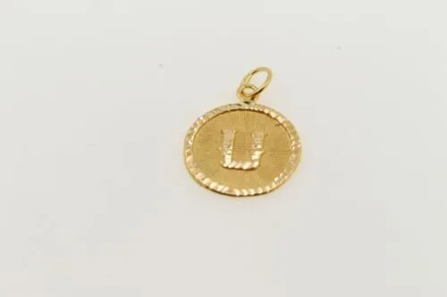 22k 22ct Solid Gold Charm Letter U Pendant Round Design p1089 ns