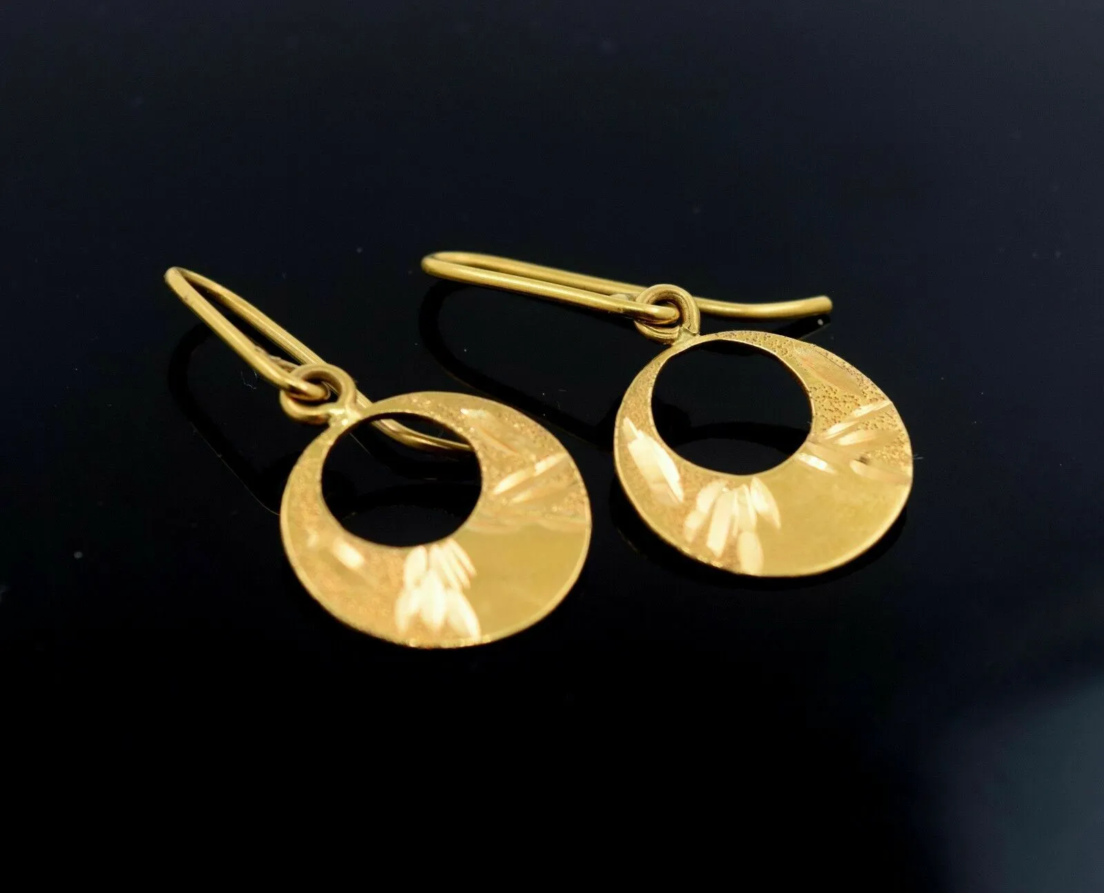 22k Earrings Solid Gold ELEGANT LONG EARRINGS DANGLING Hanging Classic Design MV