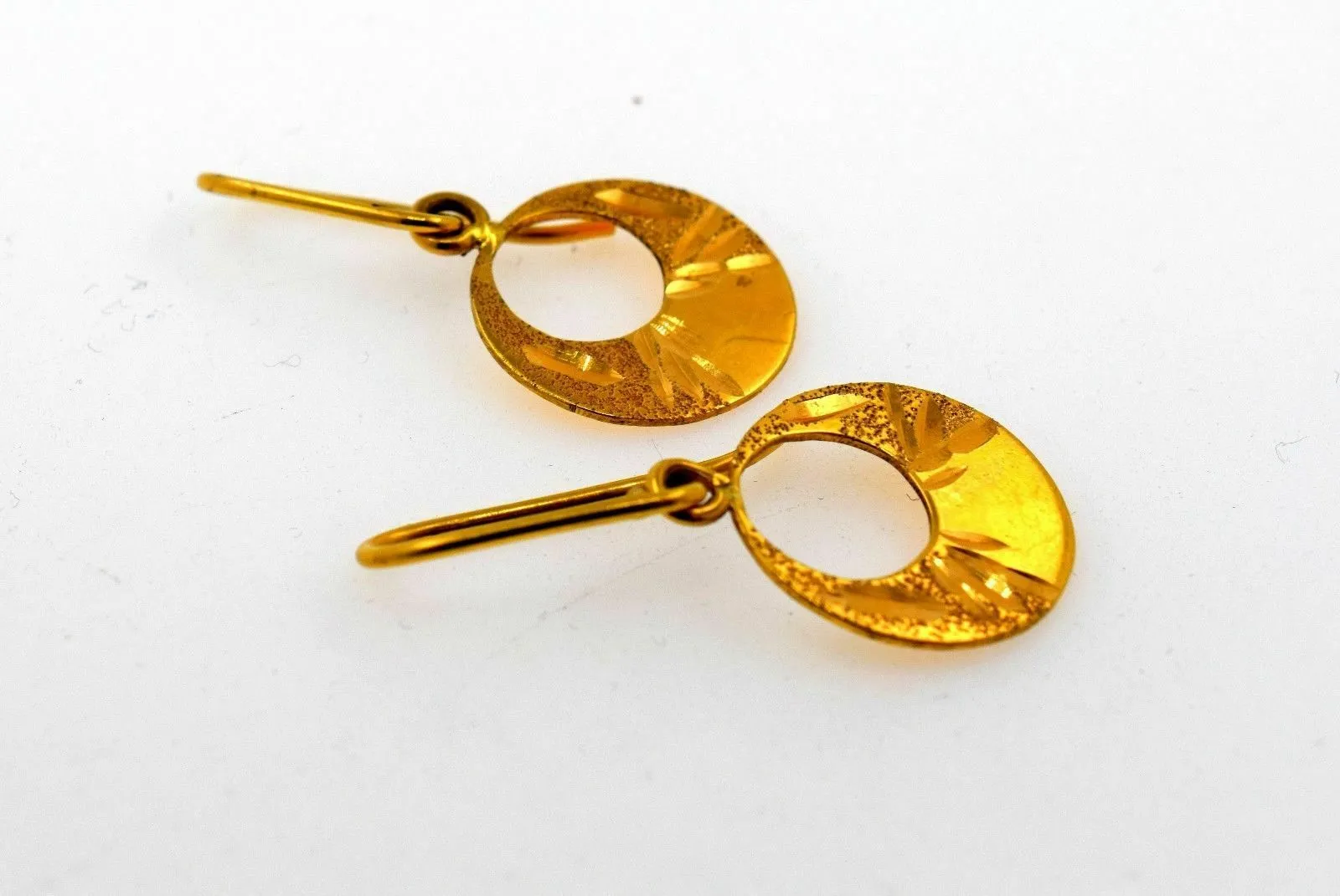 22k Earrings Solid Gold ELEGANT LONG EARRINGS DANGLING Hanging Classic Design MV