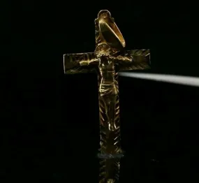 22k Pendant Solid Gold ELEGANT Simple Diamond Cut Jesus Cross Pendant P2151mon