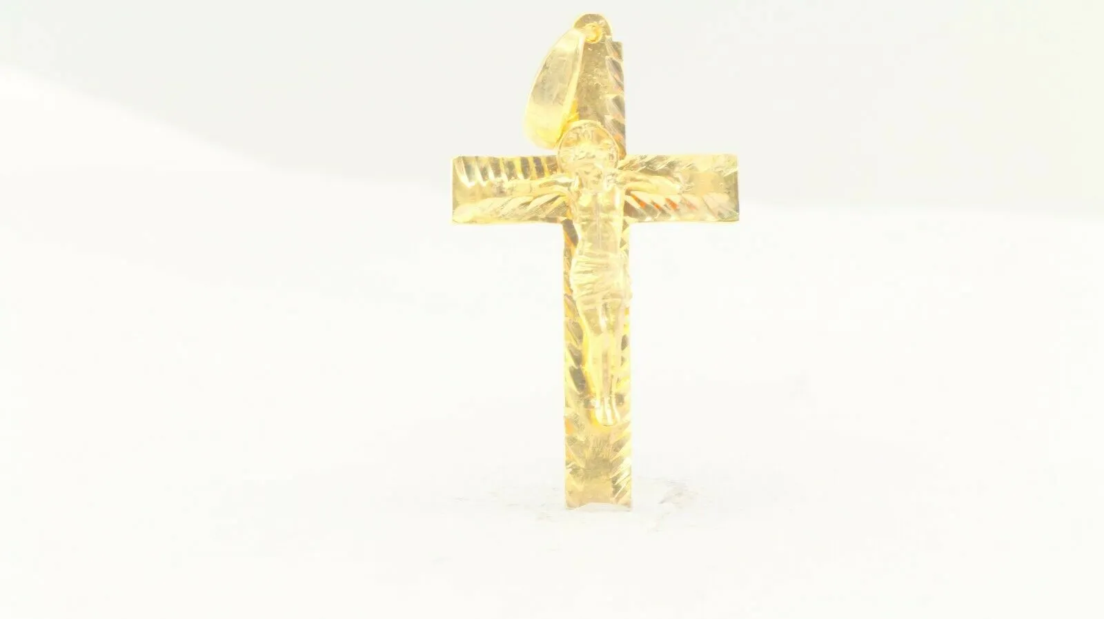 22k Pendant Solid Gold ELEGANT Simple Diamond Cut Jesus Cross Pendant P2151mon