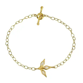 22K Yellow Gold Diamond 3 Leaf Bracelet