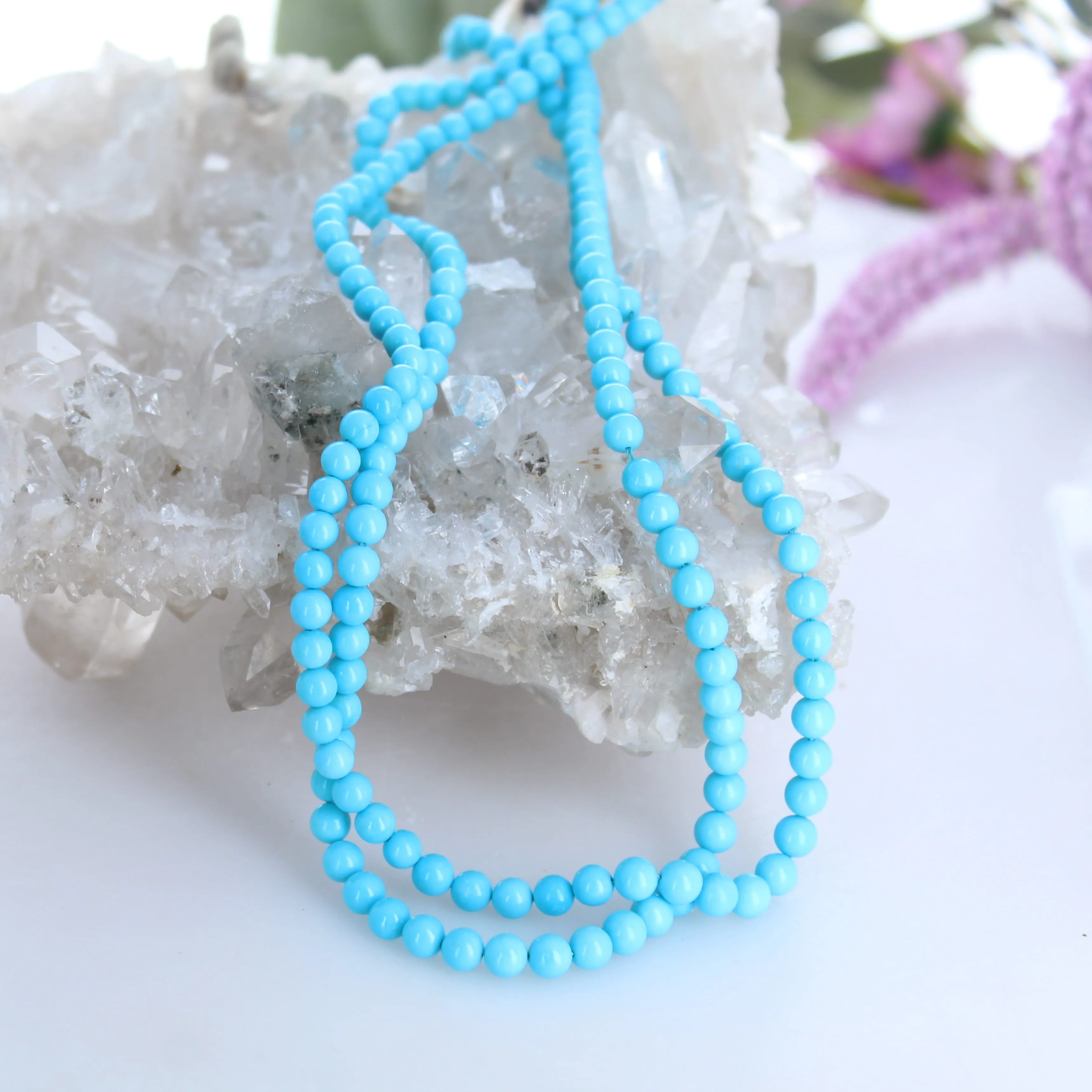 5 STAR SLEEPING Beauty Turquoise Beads Round Graduated 4-4.6mm 16