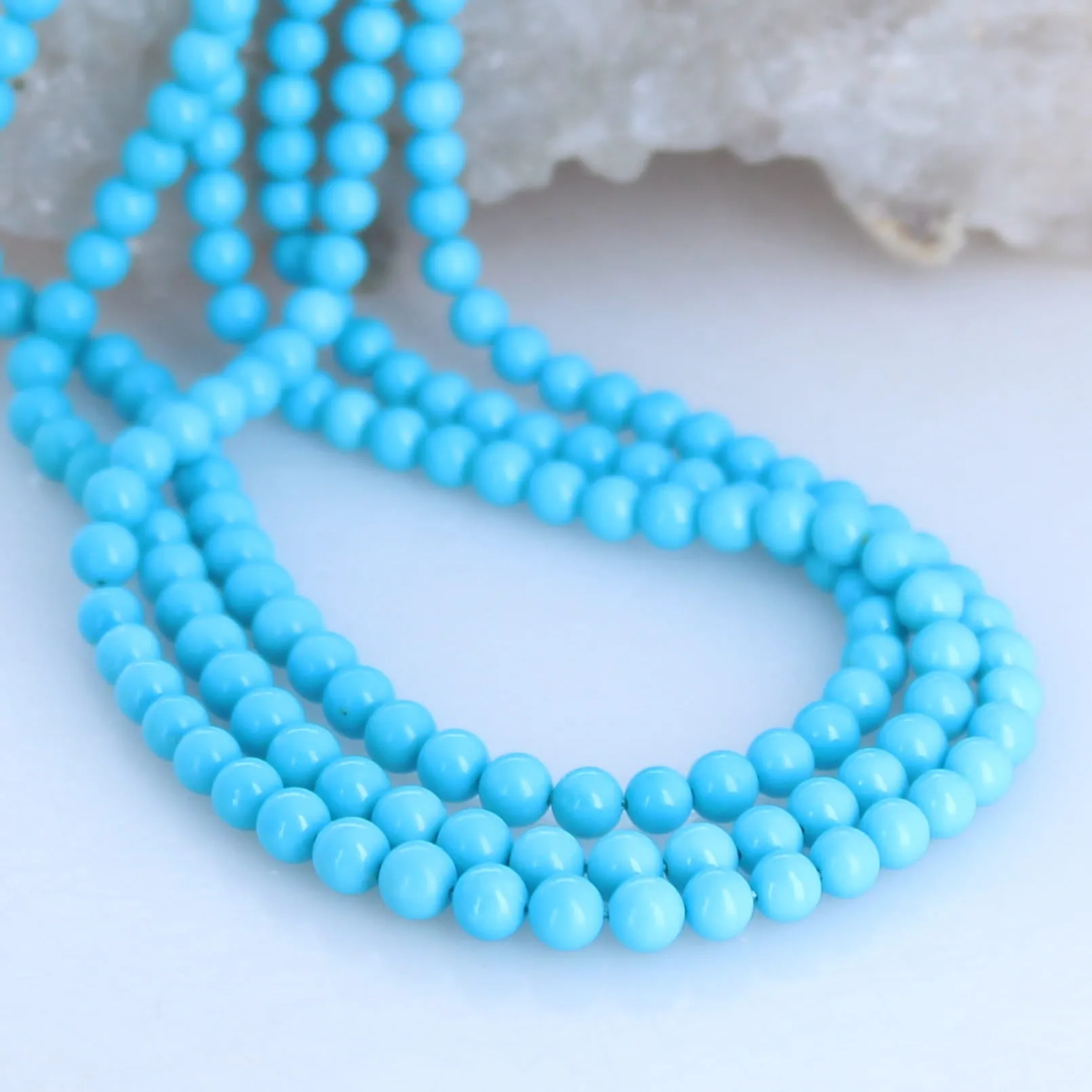 5 STAR SLEEPING Beauty Turquoise Beads Round Graduated 5.5-6.5mm 17