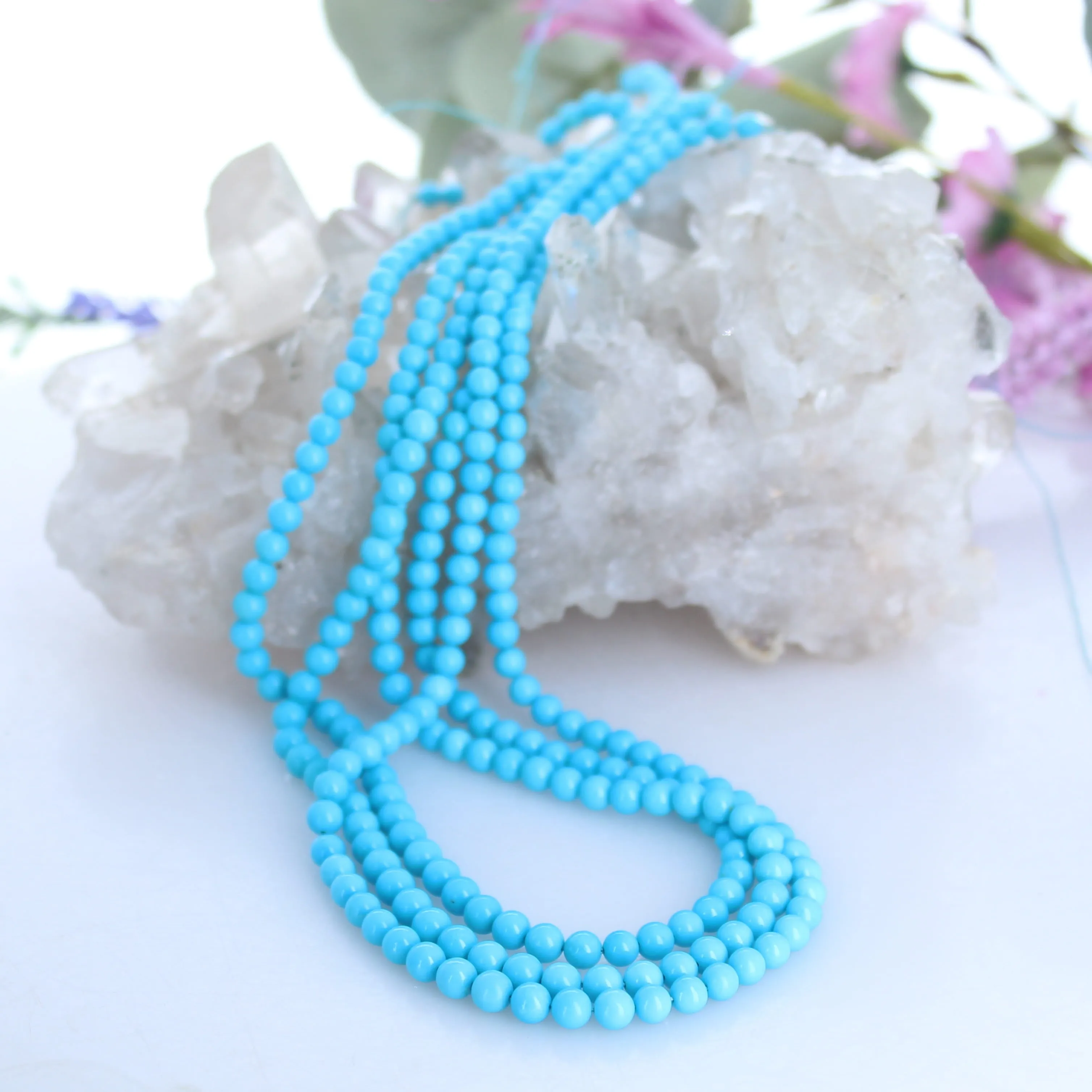 5 STAR SLEEPING Beauty Turquoise Beads Round Graduated 5.5-6.5mm 17