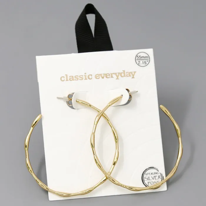 55 MM Textured Metal Hoop Earrings