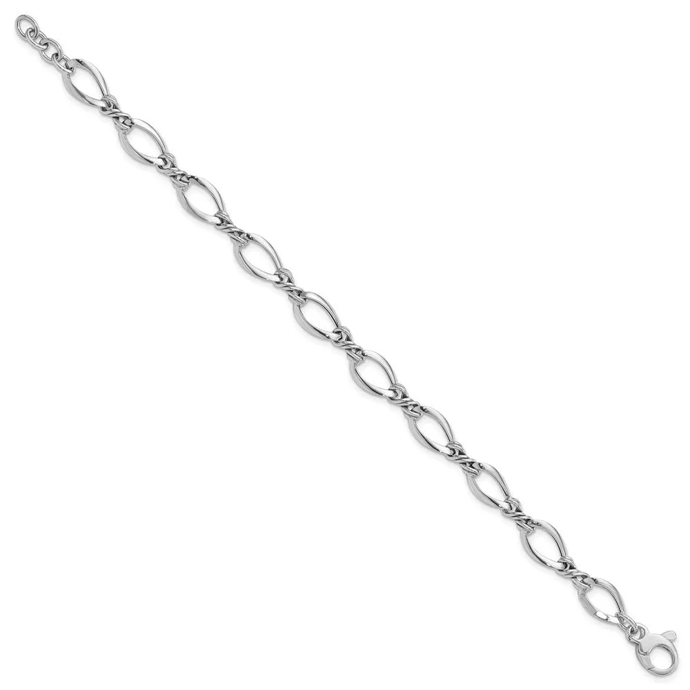 8.75mm 14K Yellow or White Gold Fancy Open Link Chain Bracelet, 7.5 In