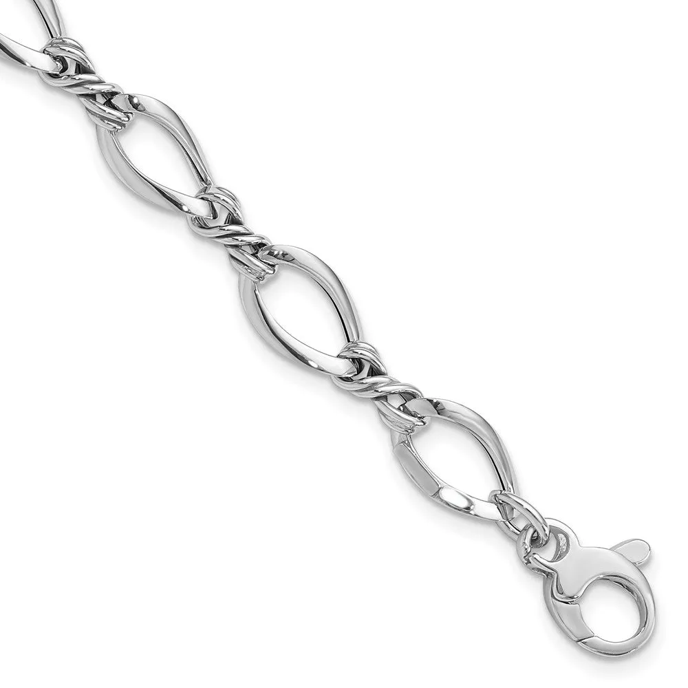 8.75mm 14K Yellow or White Gold Fancy Open Link Chain Bracelet, 7.5 In