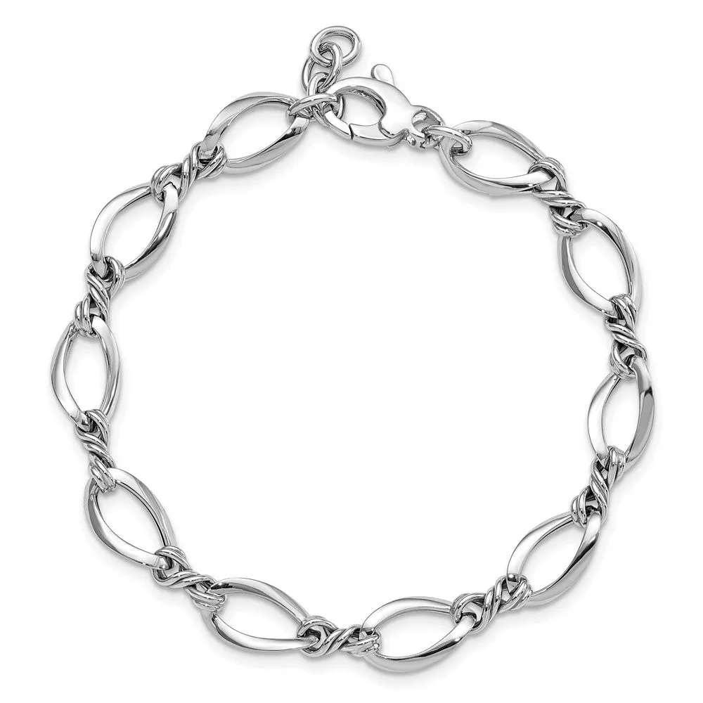 8.75mm 14K Yellow or White Gold Fancy Open Link Chain Bracelet, 7.5 In