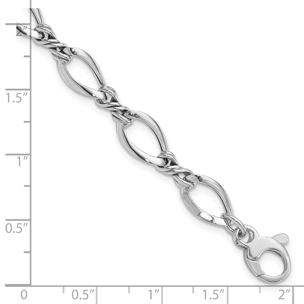 8.75mm 14K Yellow or White Gold Fancy Open Link Chain Bracelet, 7.5 In