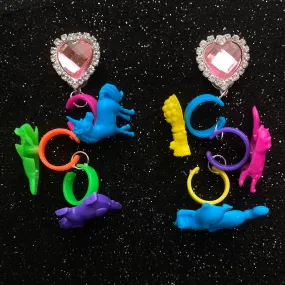 90's Lisa Frank Ring Charm Earrings