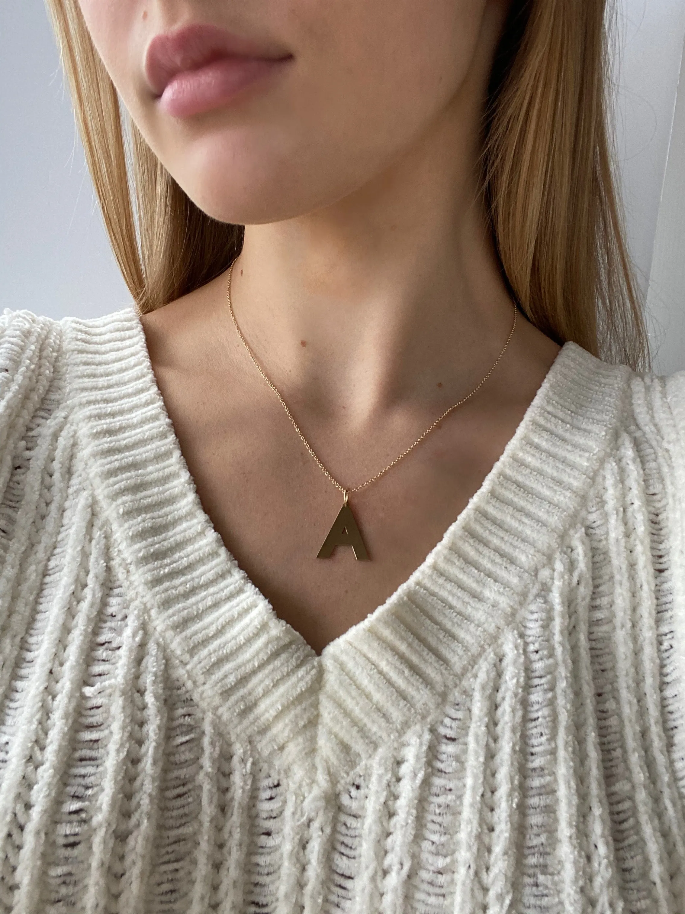 A  - 3/4 14K GOLD INITIAL NECKLACE