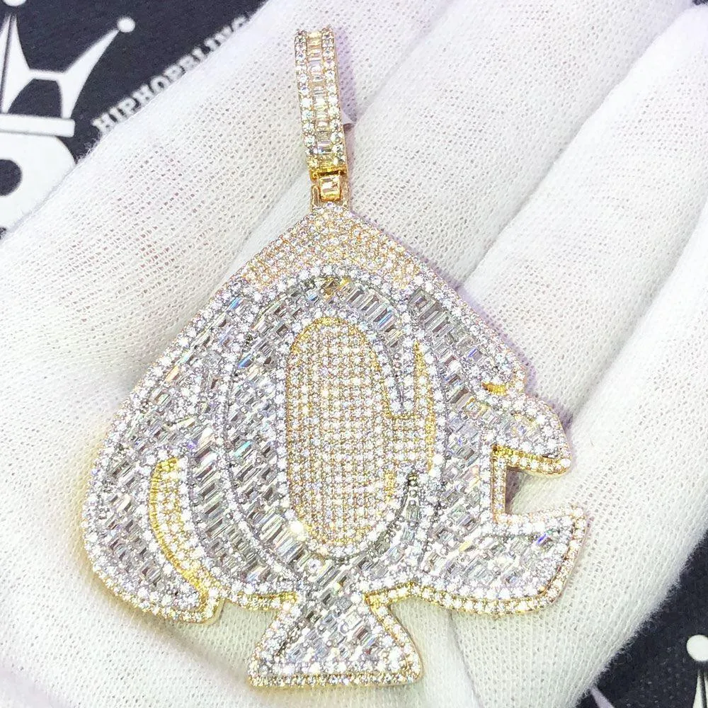 ACE Spade Baguette VVS CZ Hip Hop Iced Out Pendant