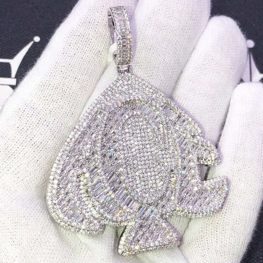 ACE Spade Baguette VVS CZ Hip Hop Iced Out Pendant