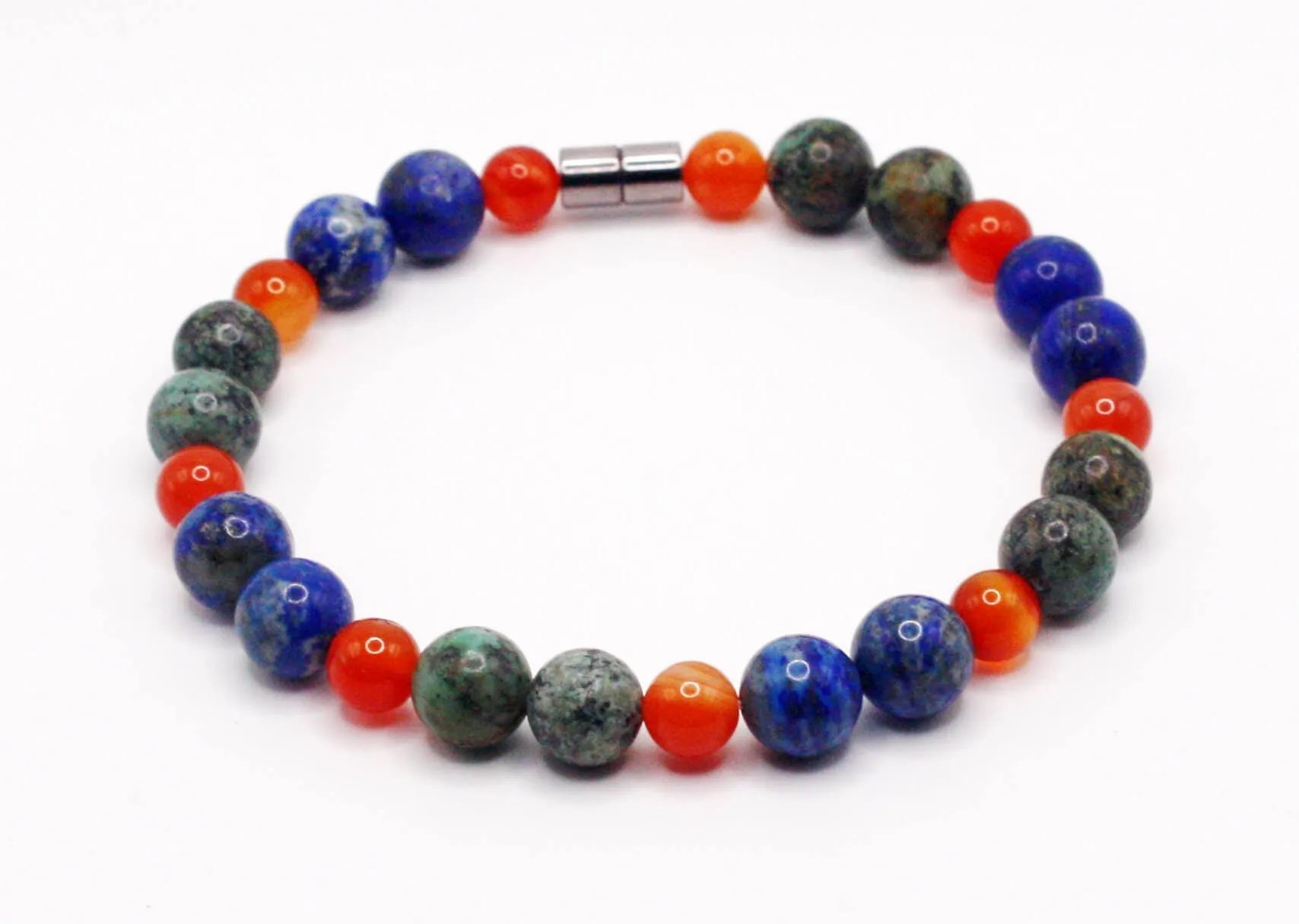 African Egyptian Trio Bracelet - Lapis Lazuli - African turquoise - Carnelian Crystal Jewelry for Protection, Healing and Good L