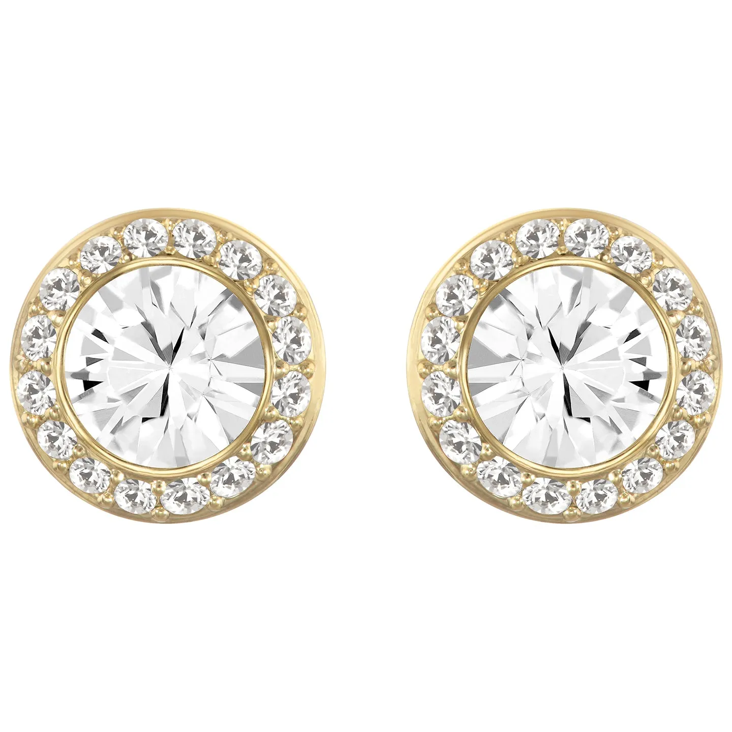 ANGELIC ROUND STUD PIERCED EARRINGS, CRYSTAL, GOLD-TONE PLATED