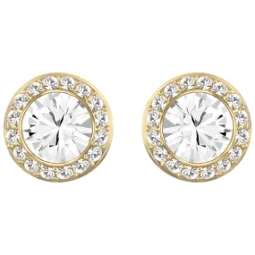 ANGELIC ROUND STUD PIERCED EARRINGS, CRYSTAL, GOLD-TONE PLATED