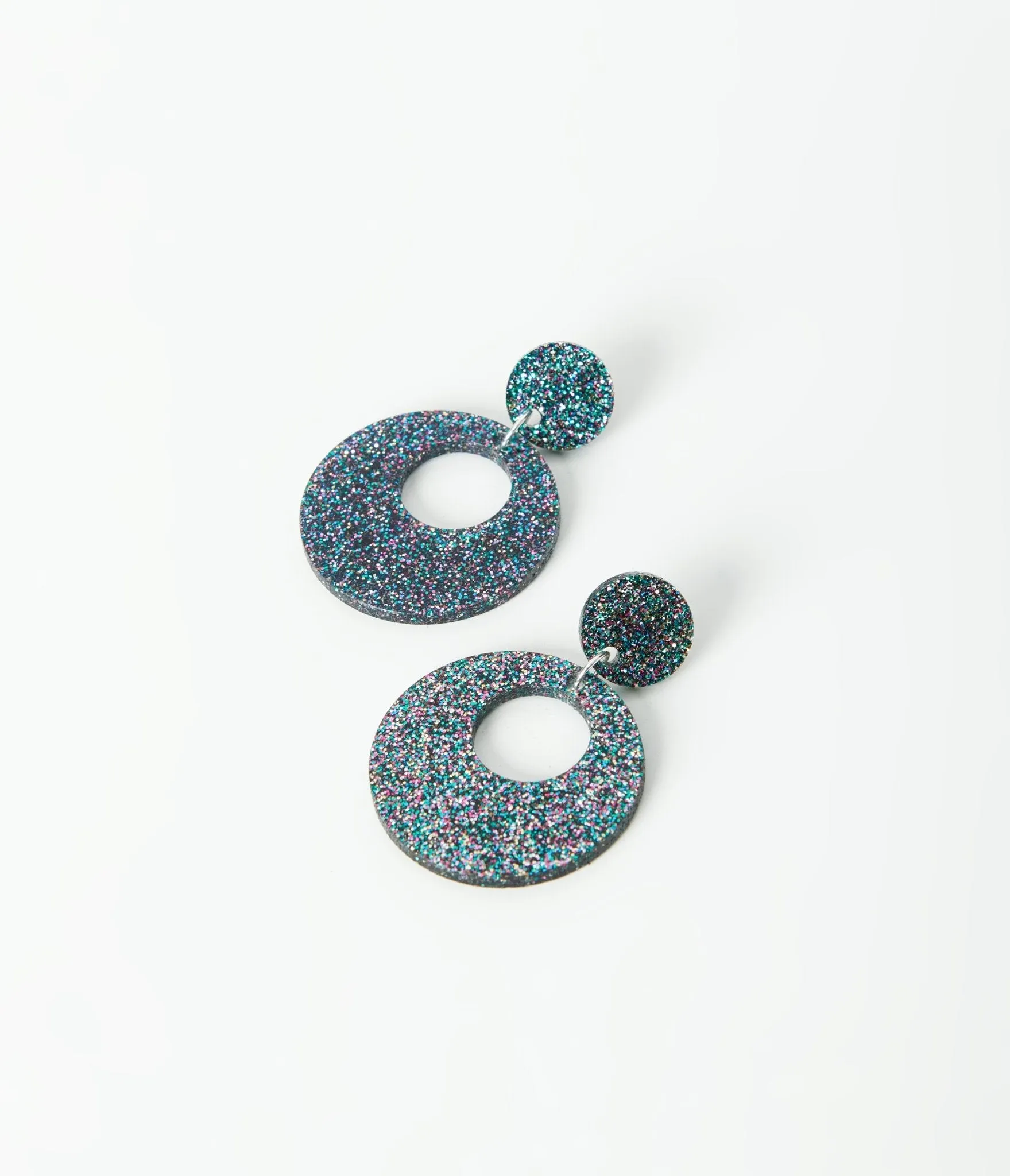 Black & Rainbow Glitter Acrylic Go Go Earrings