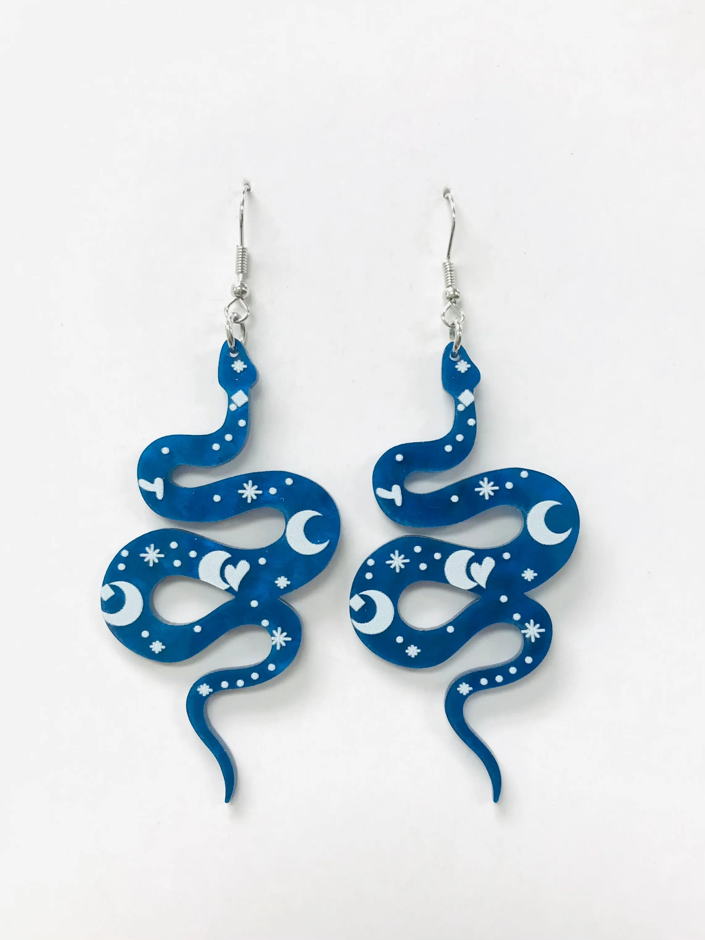 Blue Acrylic Snake  Earrings