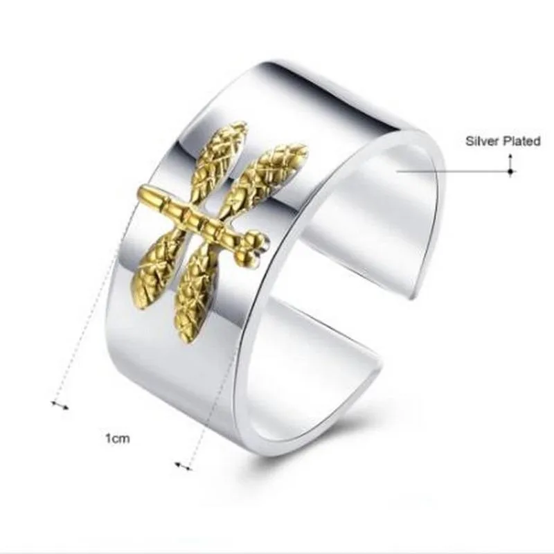 Bohemian Ethnic Style Metal Alloy Dyed Dragonfly Opening Adjustable Ring For Women