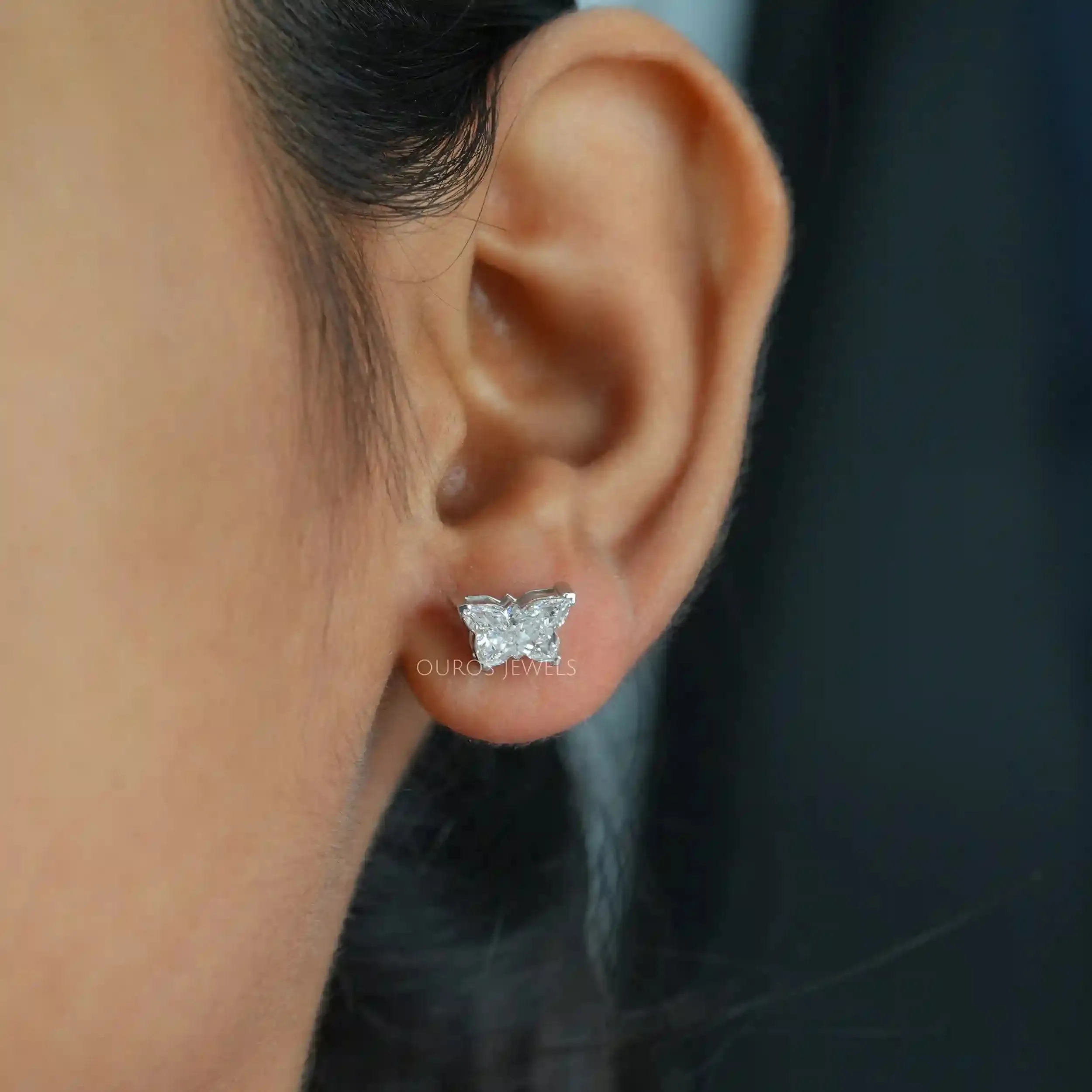 Butterfly Cut Lab Grown Diamond Stud Earrings