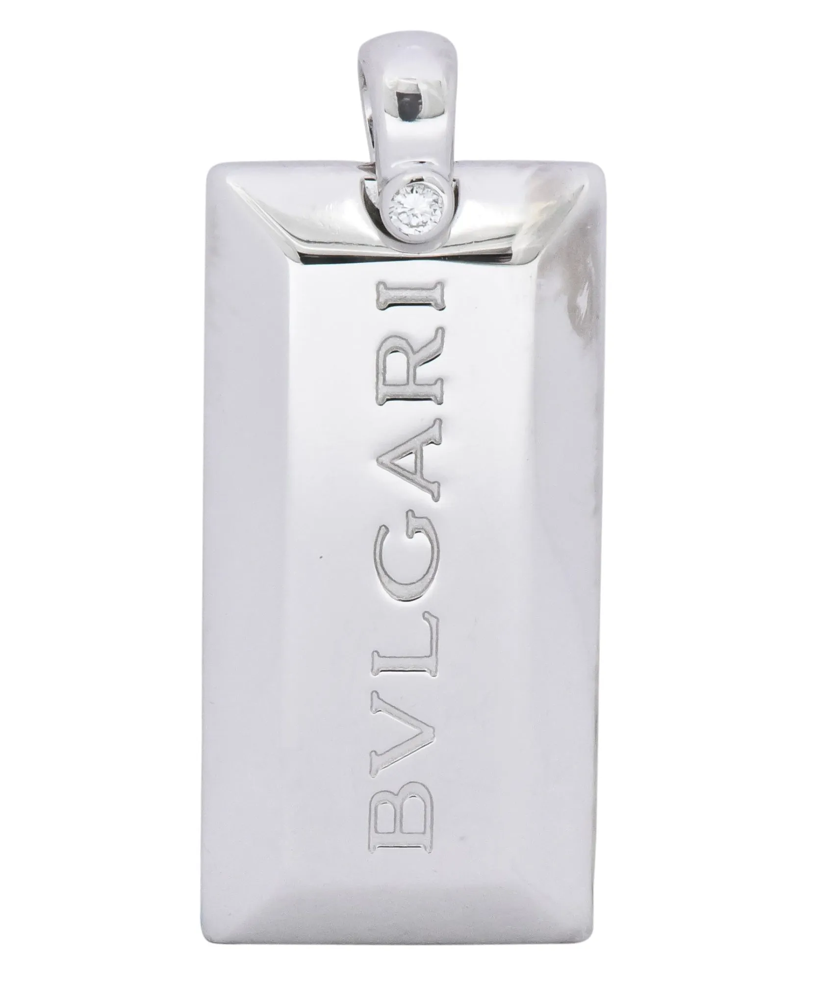 Bvlgari Diamond 18 Karat Gold Italian Ingot Bar Charm Pendant