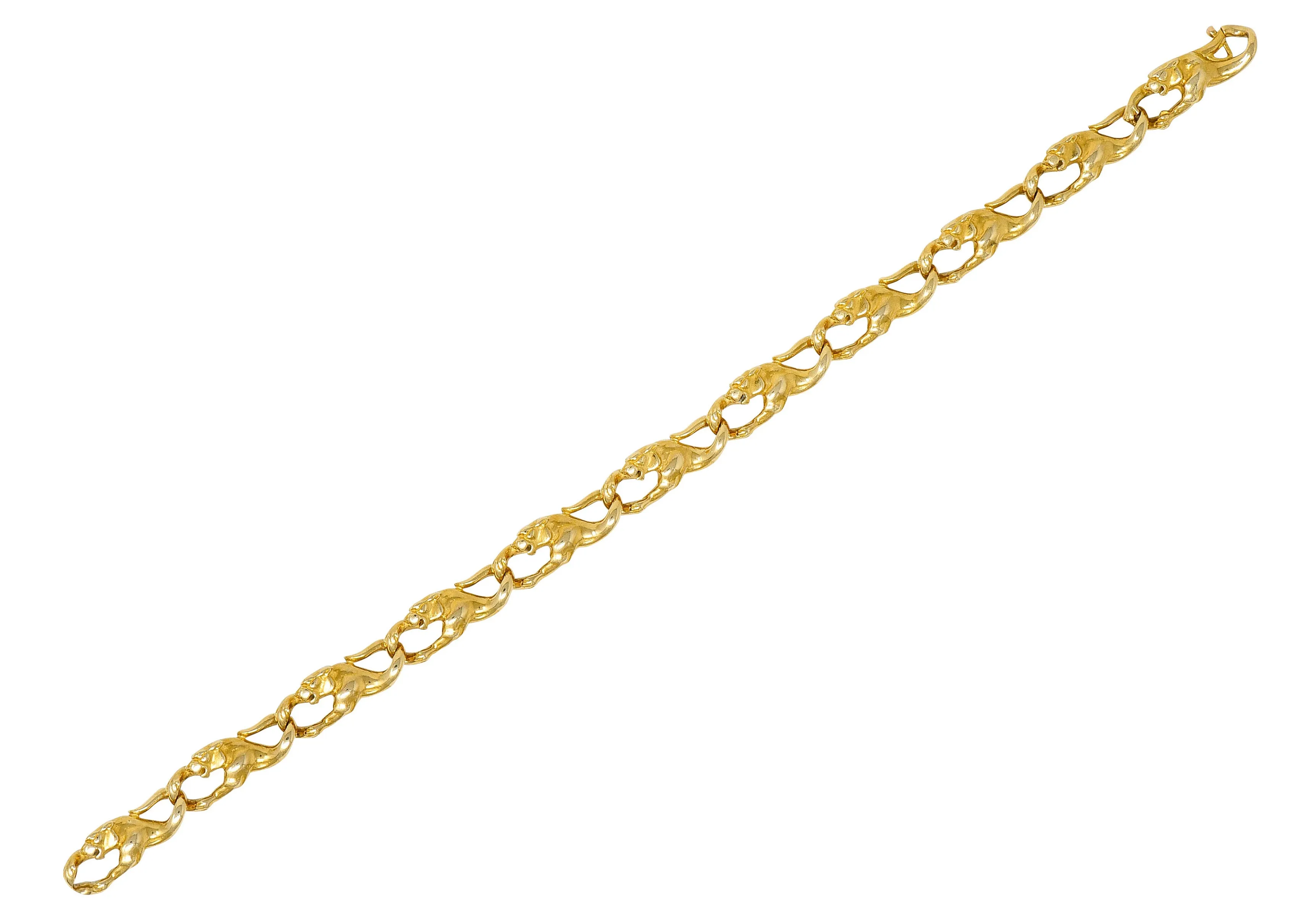 Carrera Y Carrera Vintage 18 Karat Gold Panther Link Bracelet