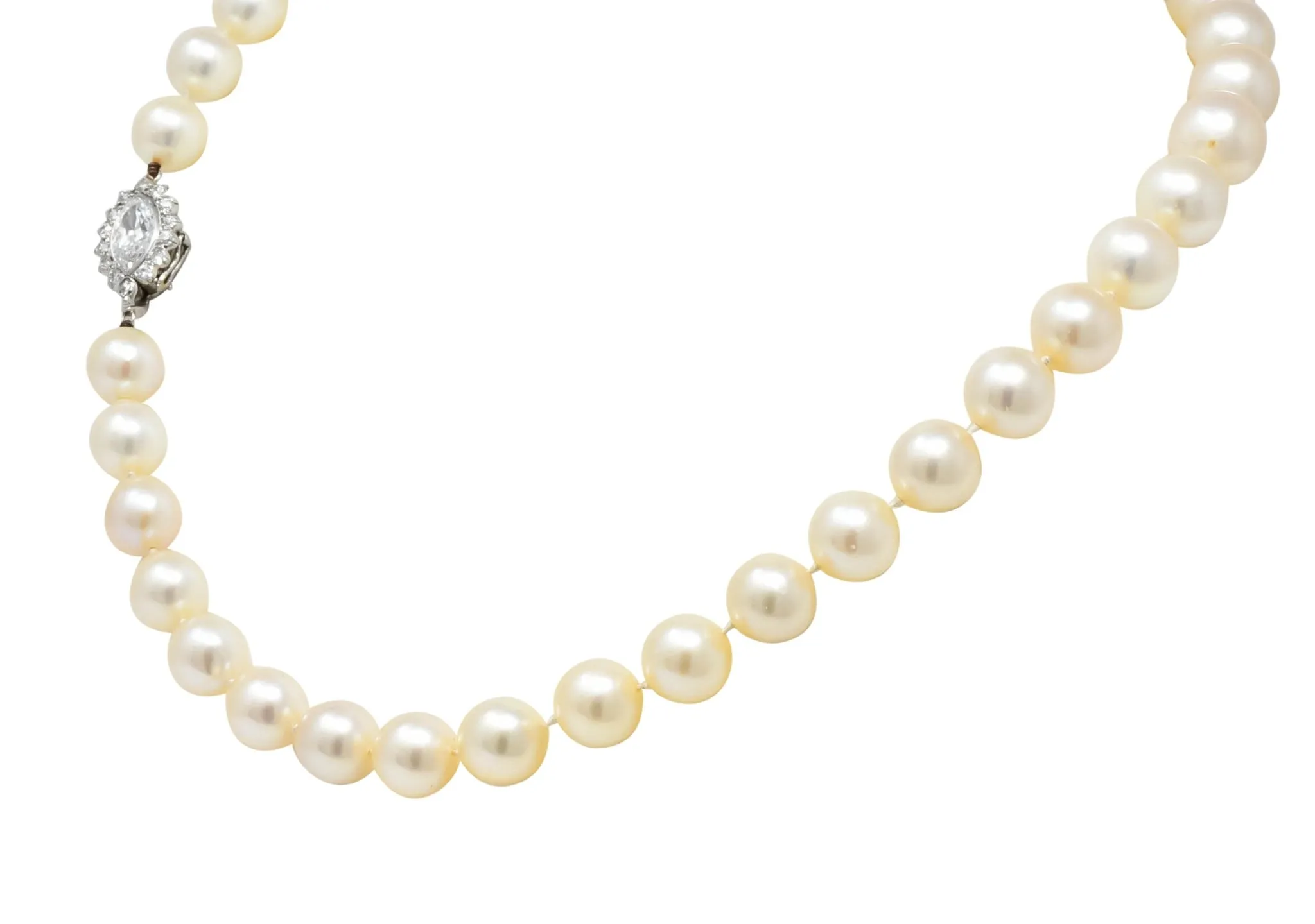 Cartier 1.31 CTW Diamond Cultured Pearl Platinum Knotted Strand Necklace GIA