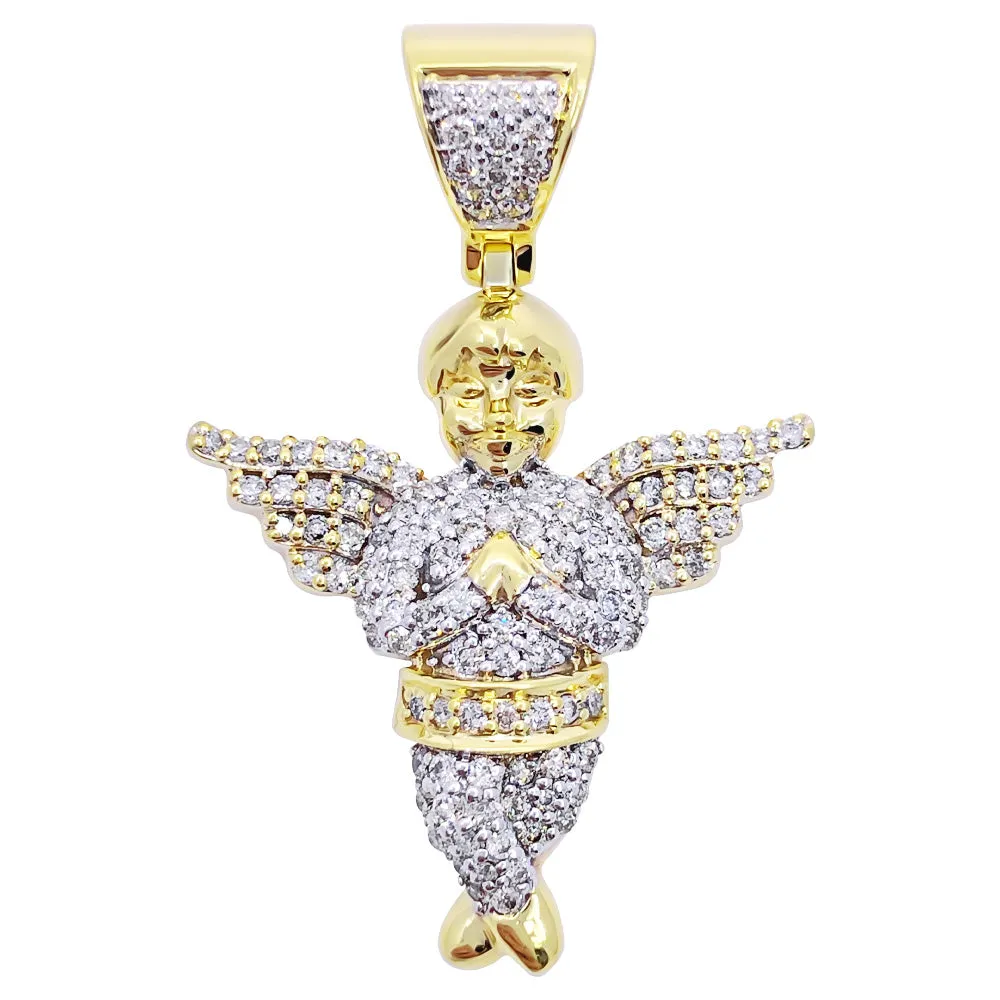 Cherub Angel .57cttw Diamond Pendant 10K Yellow Gold