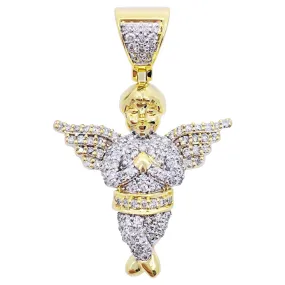 Cherub Angel .57cttw Diamond Pendant 10K Yellow Gold