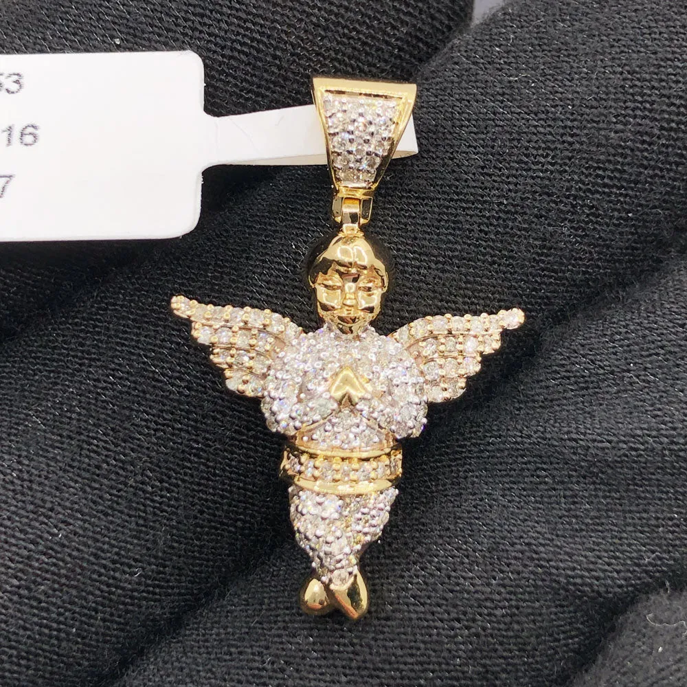 Cherub Angel .57cttw Diamond Pendant 10K Yellow Gold