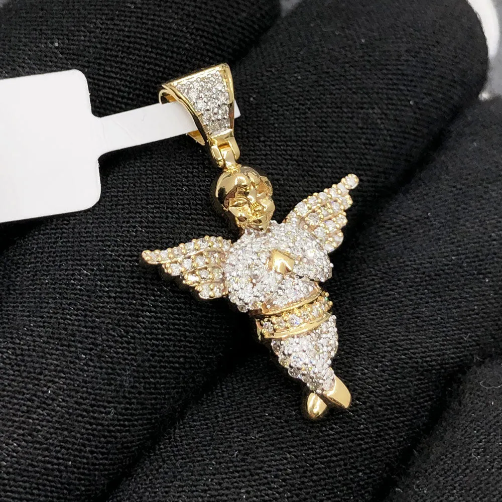 Cherub Angel .57cttw Diamond Pendant 10K Yellow Gold