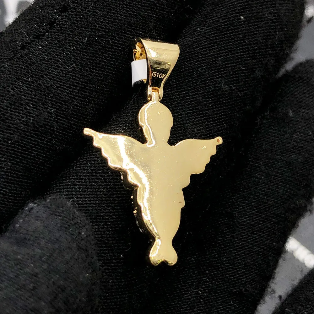 Cherub Angel .57cttw Diamond Pendant 10K Yellow Gold