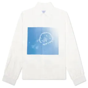 Cloud Smile LS Button Up Shirt - White