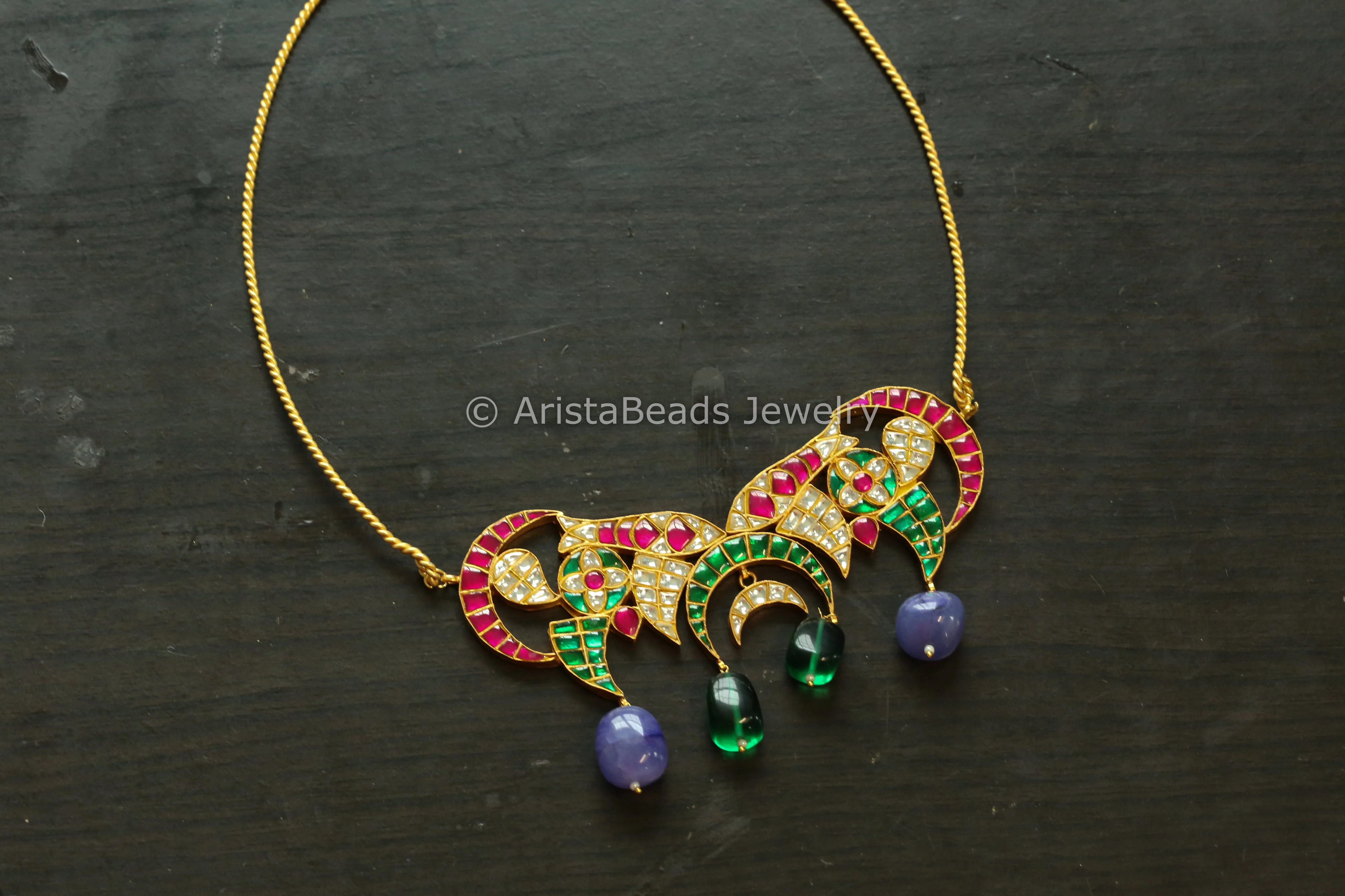 Contemporary Jadau Kundan Pendant - Multi