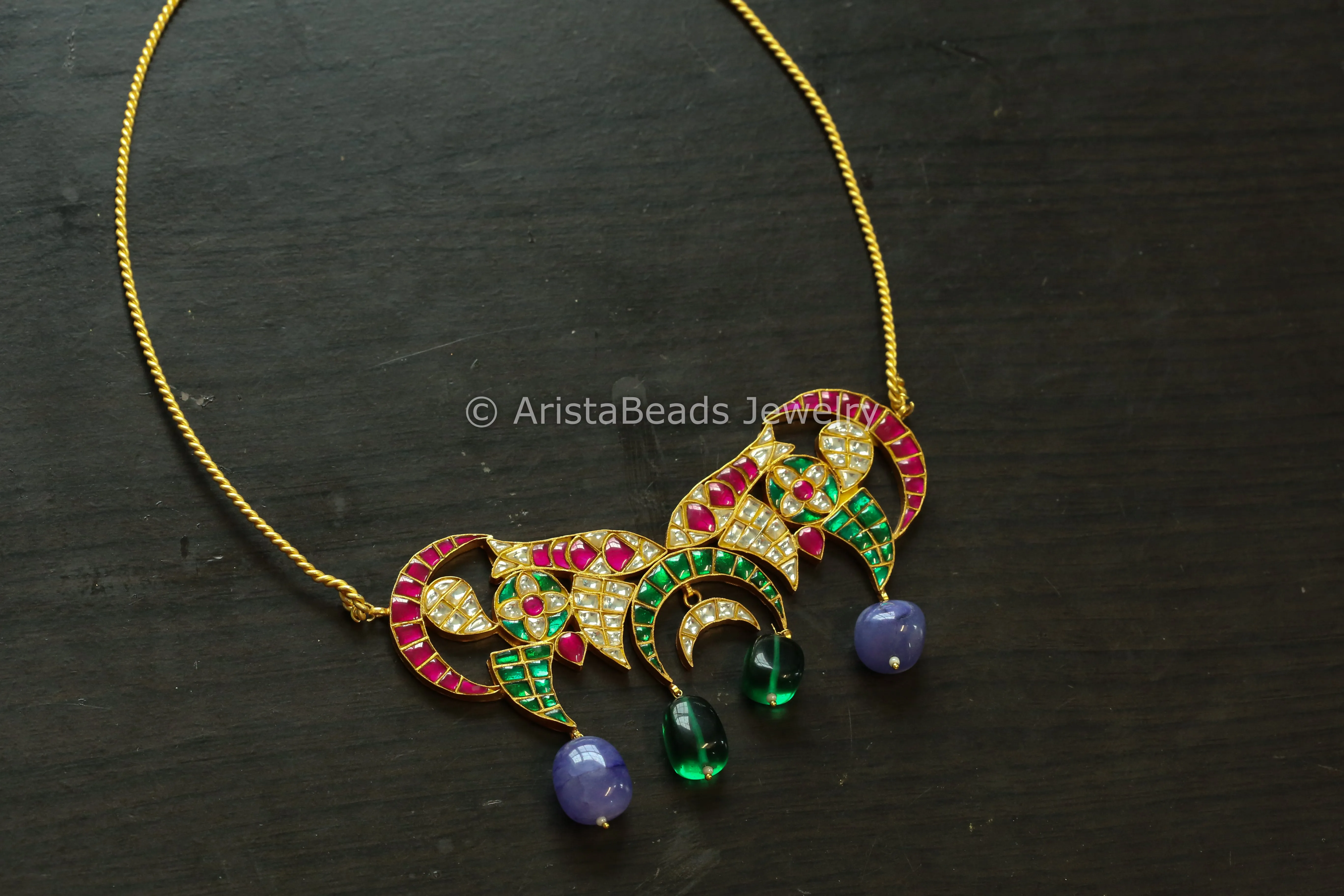 Contemporary Jadau Kundan Pendant - Multi