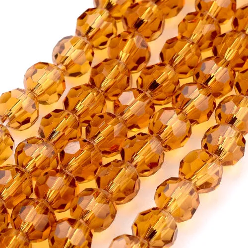 Crystal Glass Beads, Austrian Crystal, Round, Faceted, Goldenrod, 8mm