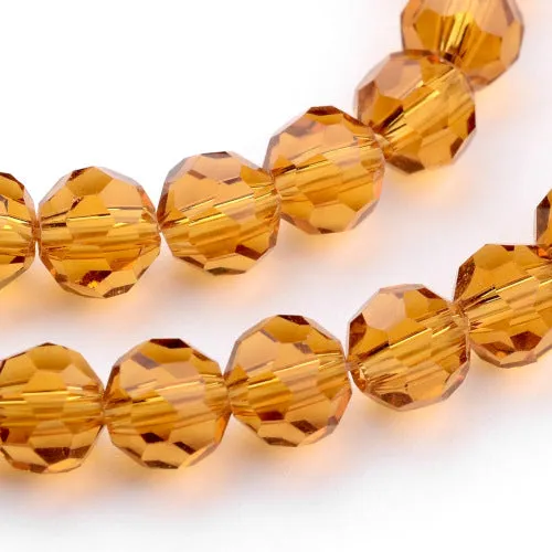 Crystal Glass Beads, Austrian Crystal, Round, Faceted, Goldenrod, 8mm