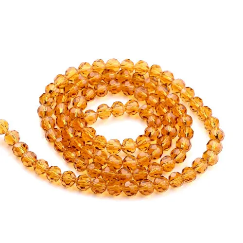 Crystal Glass Beads, Austrian Crystal, Round, Faceted, Goldenrod, 8mm