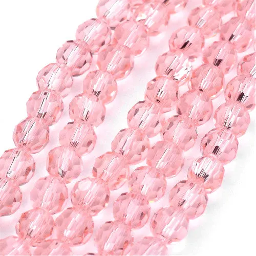 Crystal Glass Beads, Austrian Crystal, Round, Faceted, Pink, 8mm