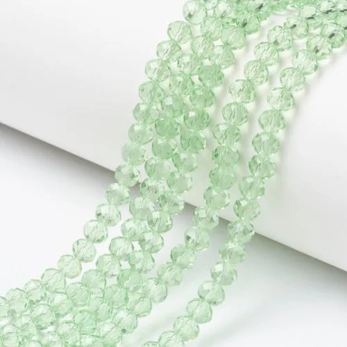 Crystal Glass Beads, Rondelle, Transparent, Faceted, Pale Green, 8mm