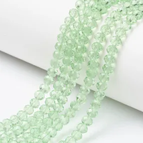 Crystal Glass Beads, Rondelle, Transparent, Faceted, Pale Green, 8mm