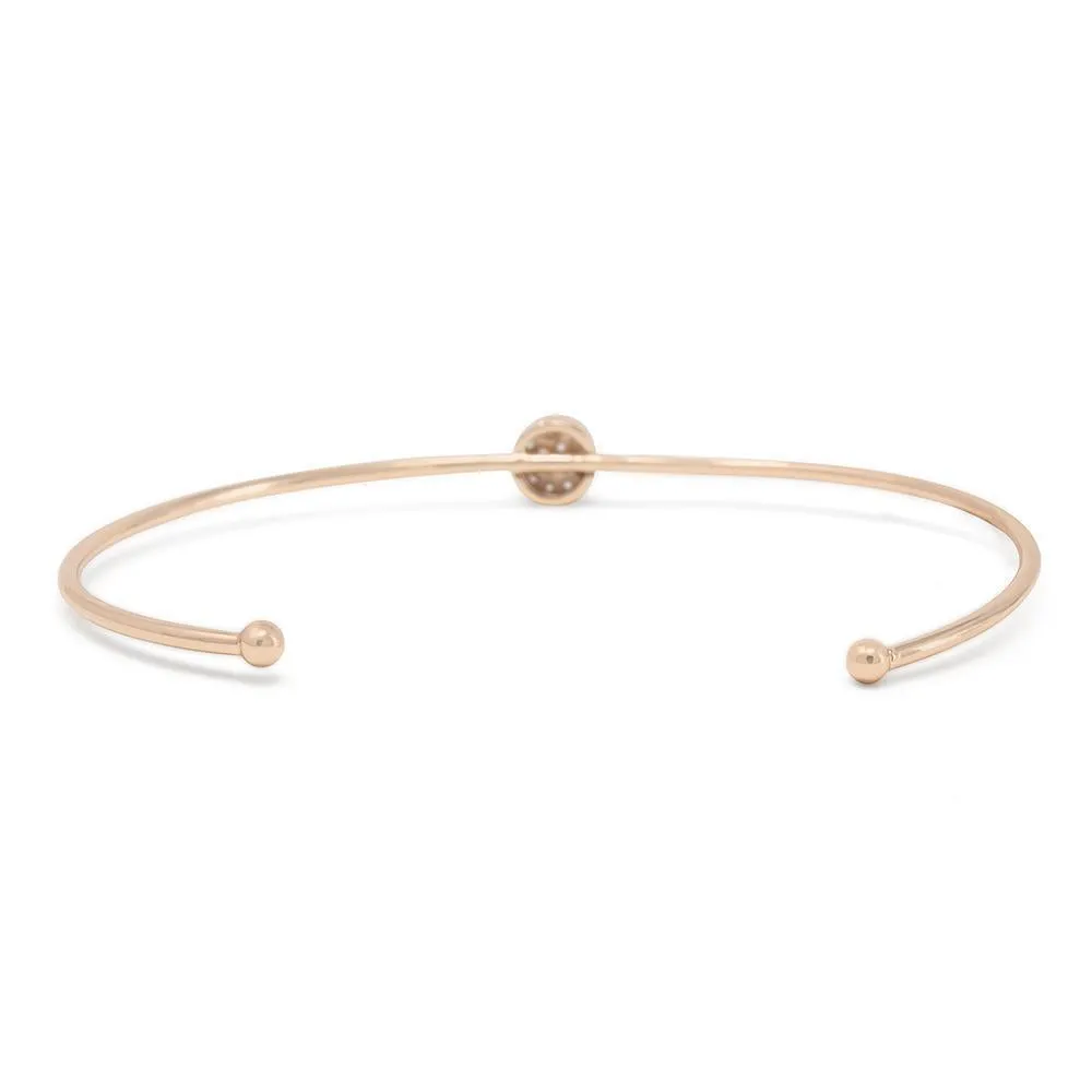 Cubic Zirconia Pave Station Bangle Rose Gold Plated